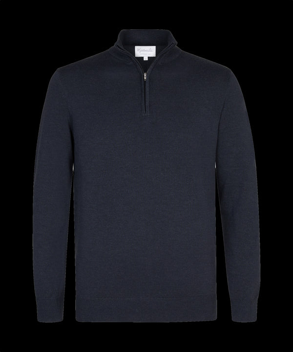 Middennachtblauwe trui met halflange zip